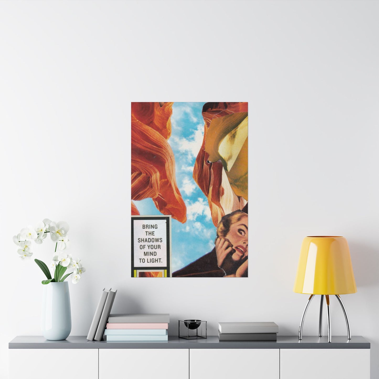 "Bring the Shadows of Your Mind to Light"- Mixed Media Art (Large Poster, Vertical)
