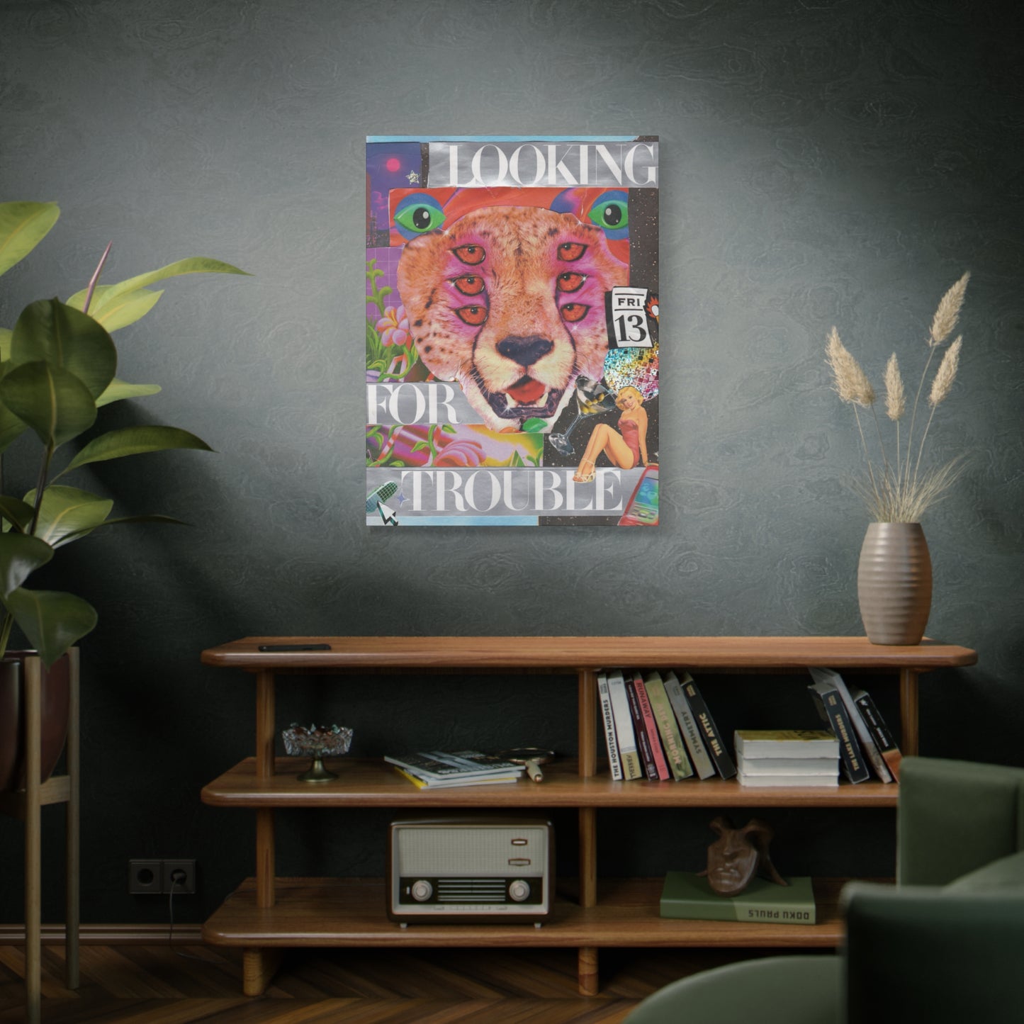 "Looking for Trouble" – Surreal Collage Art Canvas