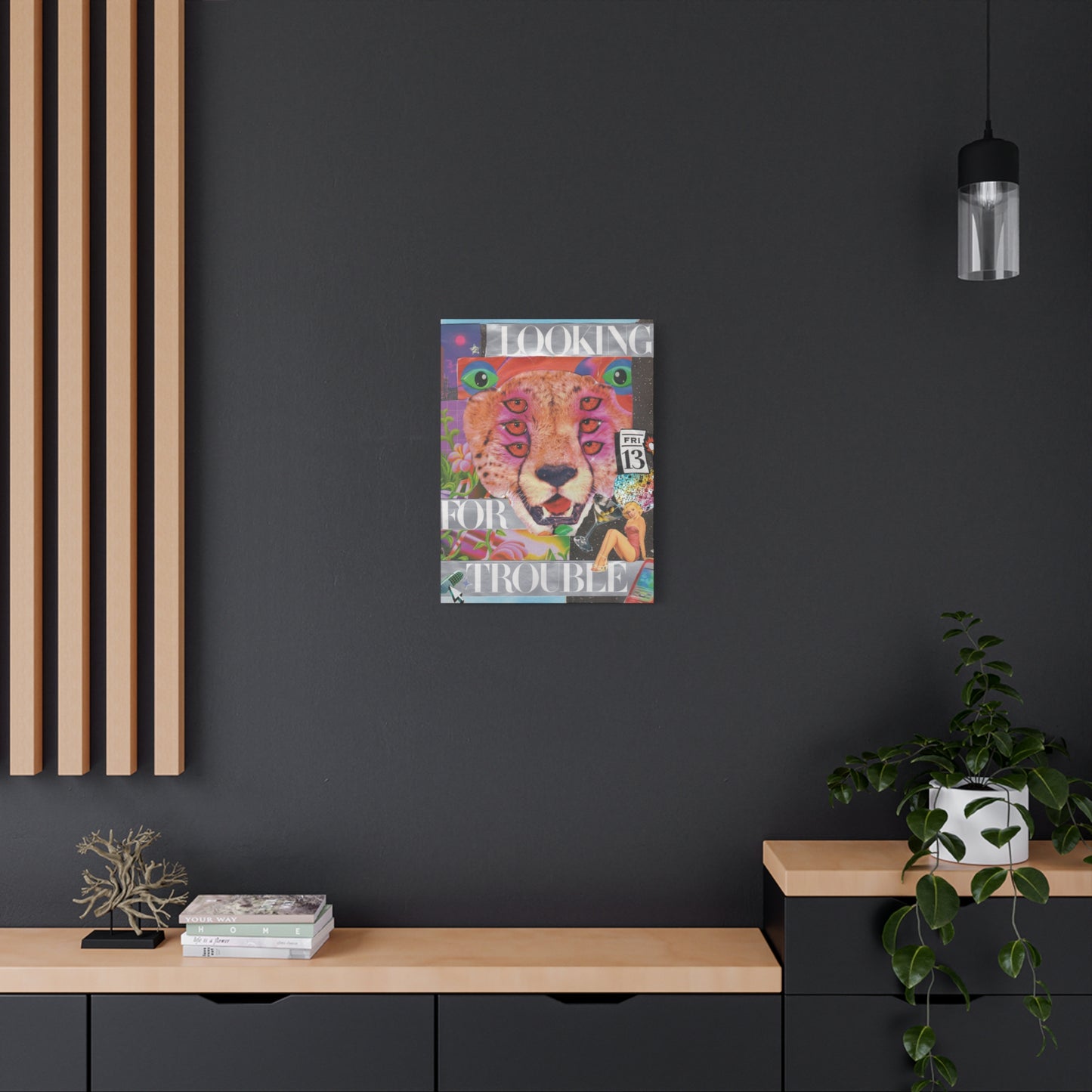 "Looking for Trouble" – Surreal Collage Art Canvas