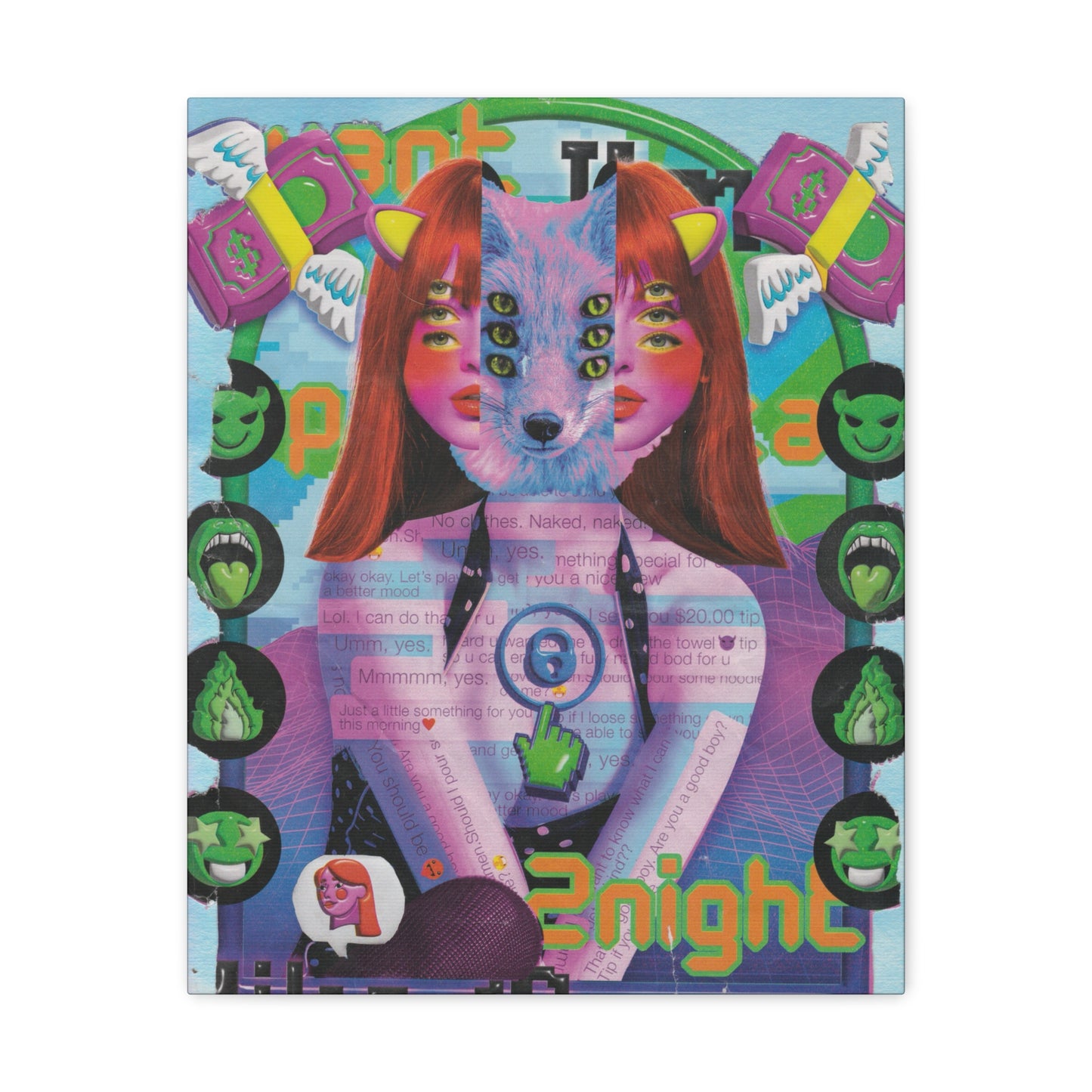 "2night" Surreal Mixed Media Collage - Canvas Art Print