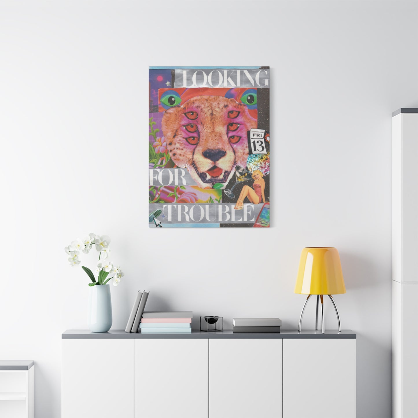 "Looking for Trouble" – Surreal Collage Art Canvas
