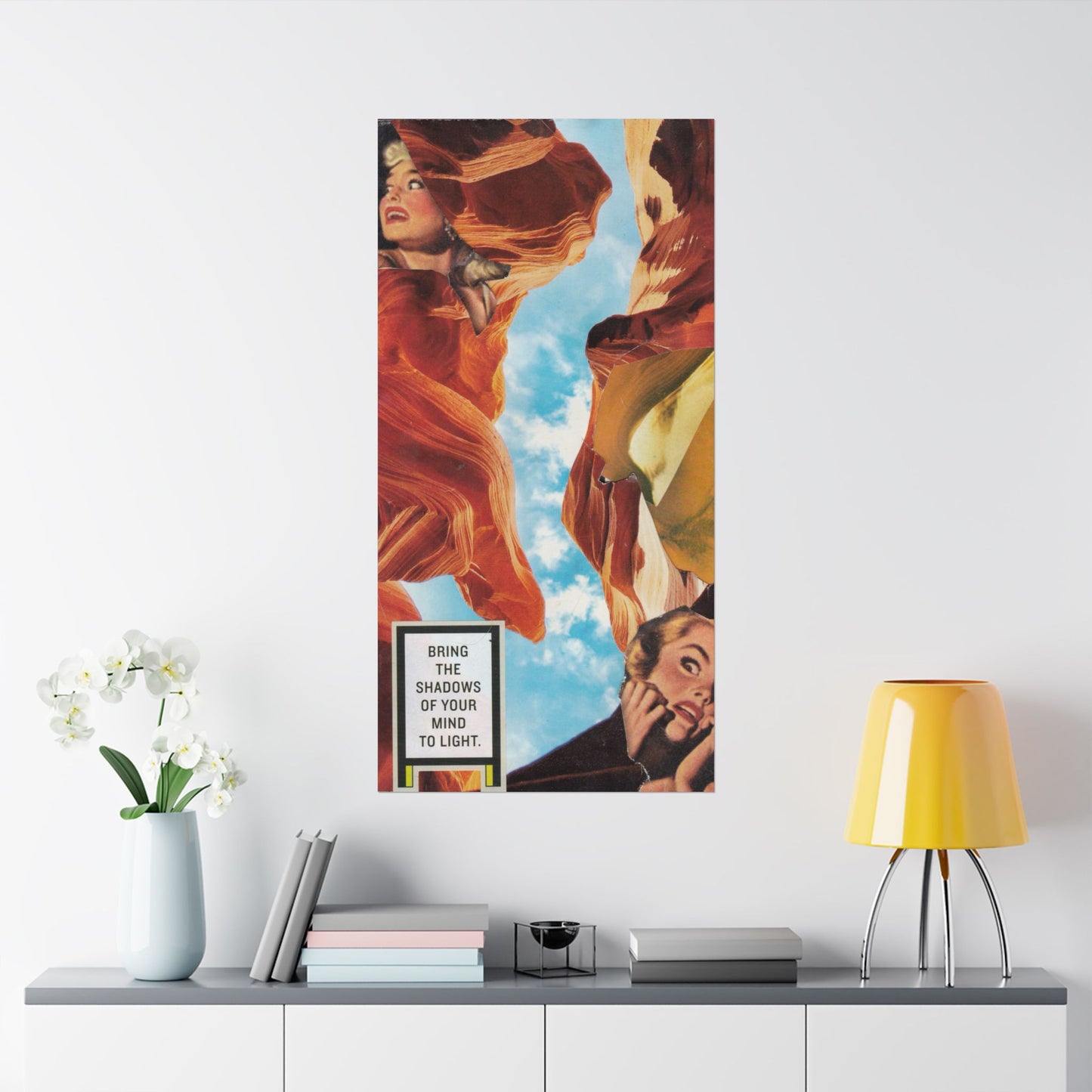 "Bring the Shadows of Your Mind to Light"- Mixed Media Art (Large Poster, Vertical)