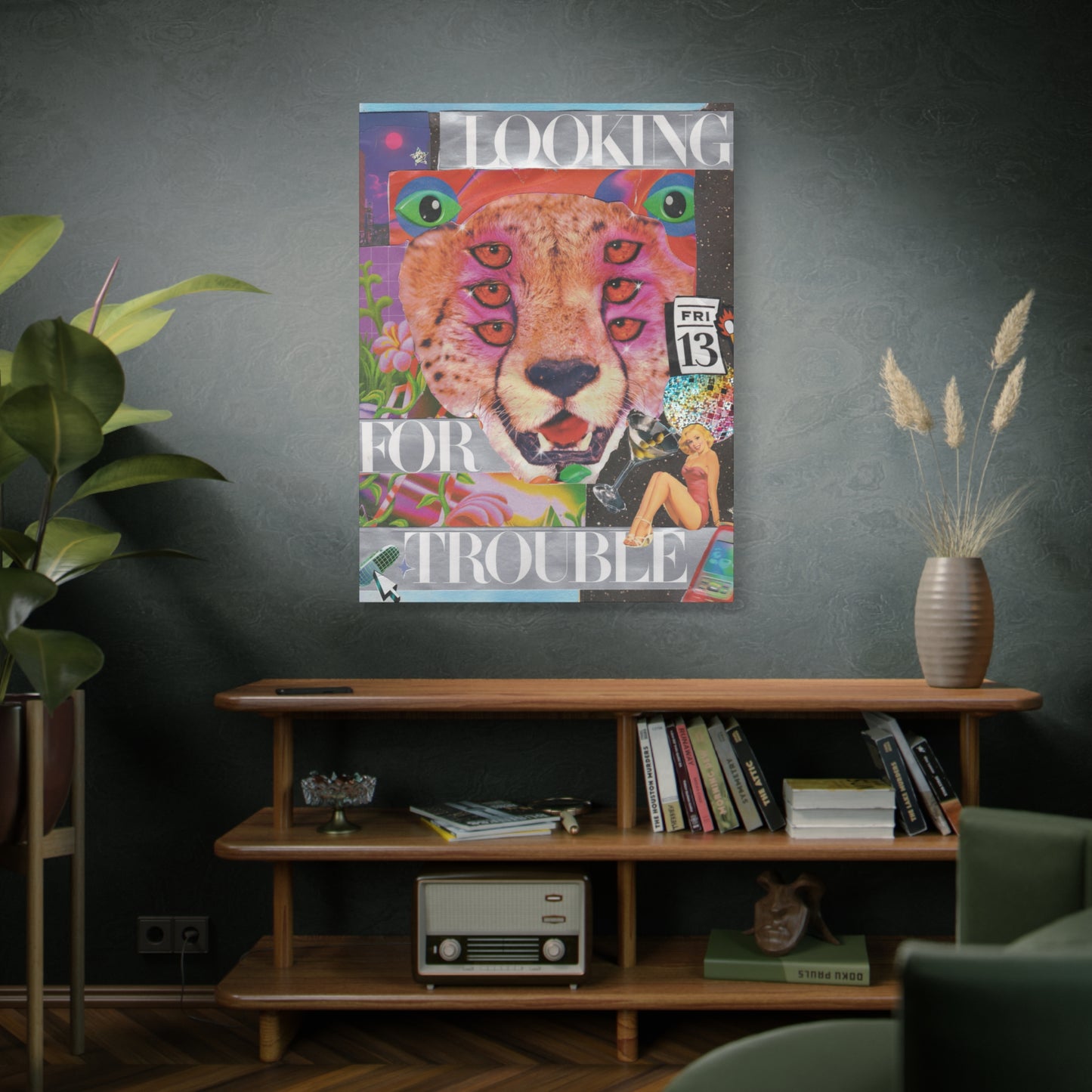 "Looking for Trouble" – Surreal Collage Art Canvas