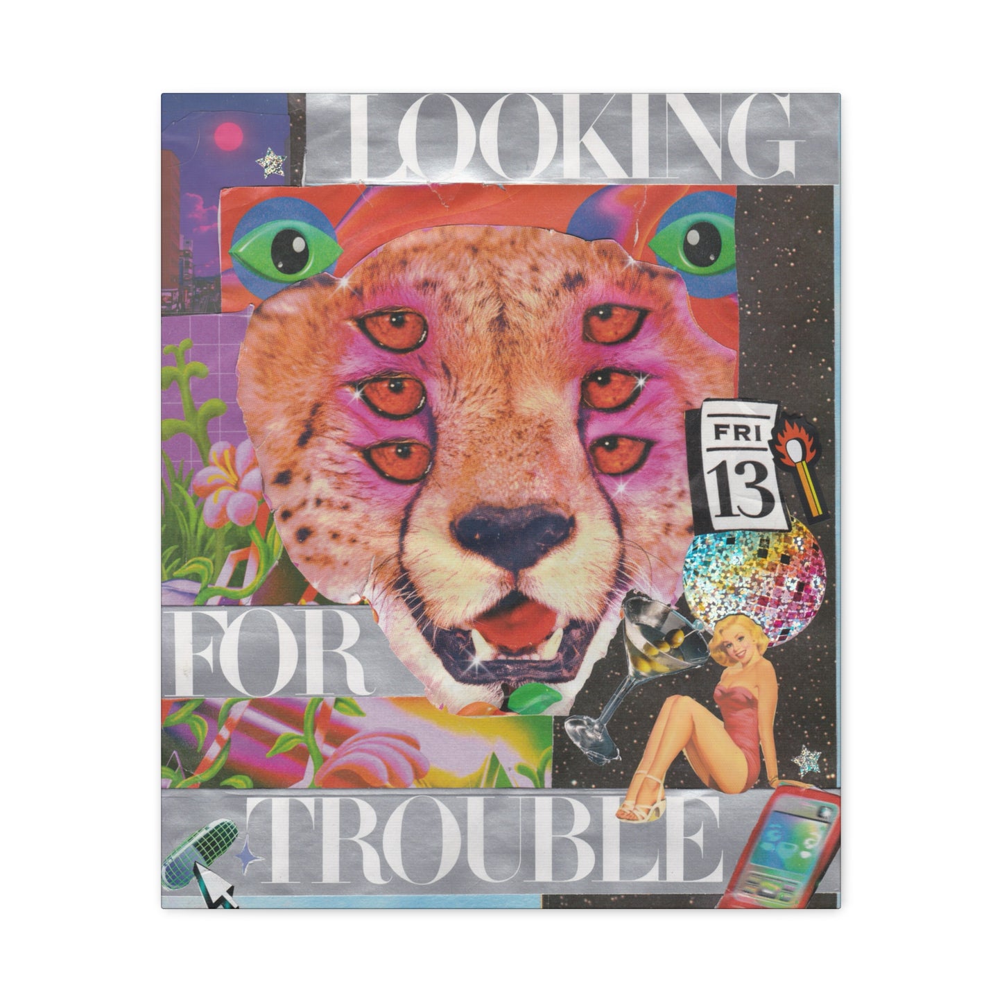 "Looking for Trouble" – Surreal Collage Art Canvas