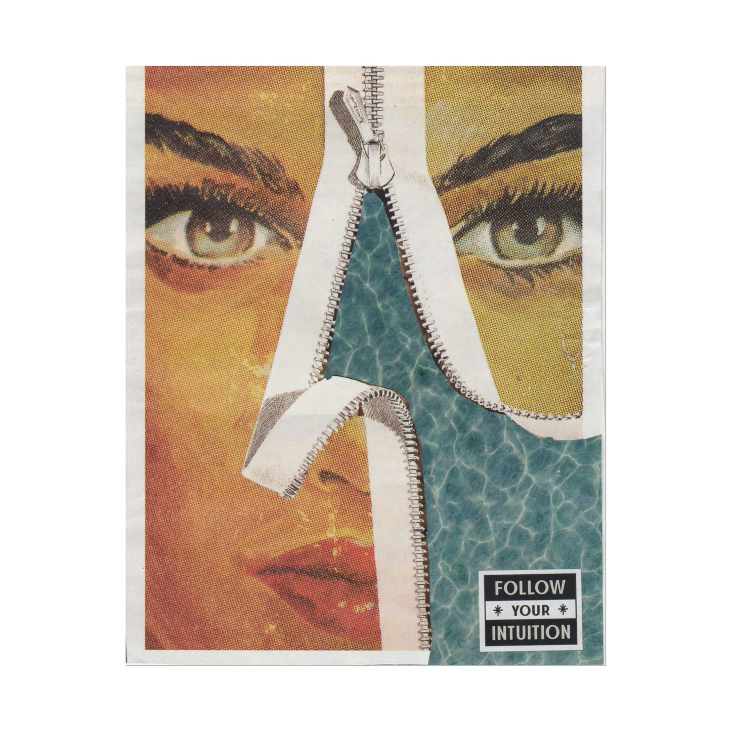 "Follow Your Intuition" Abstract Art Print | Mixed Media Collage