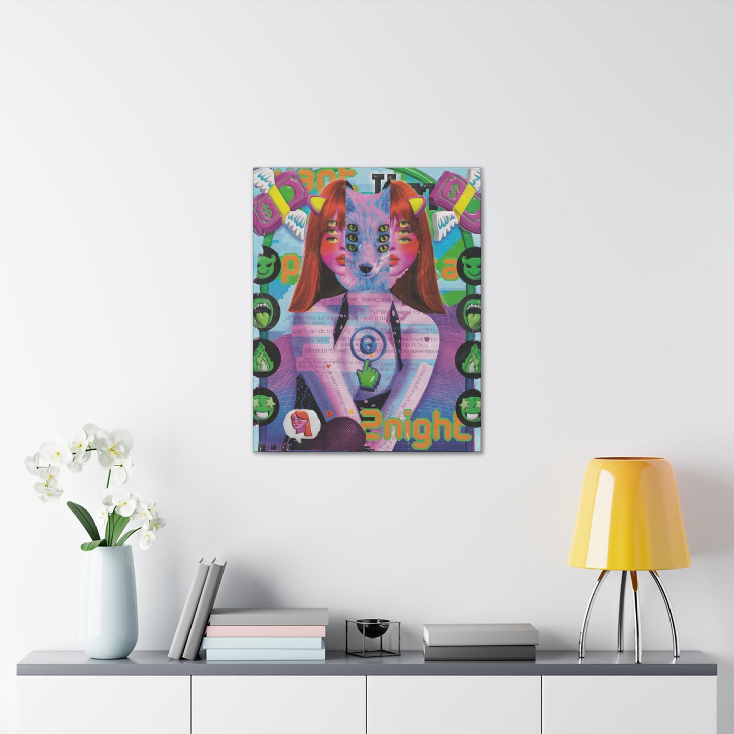 "2night" Surreal Mixed Media Collage - Canvas Art Print