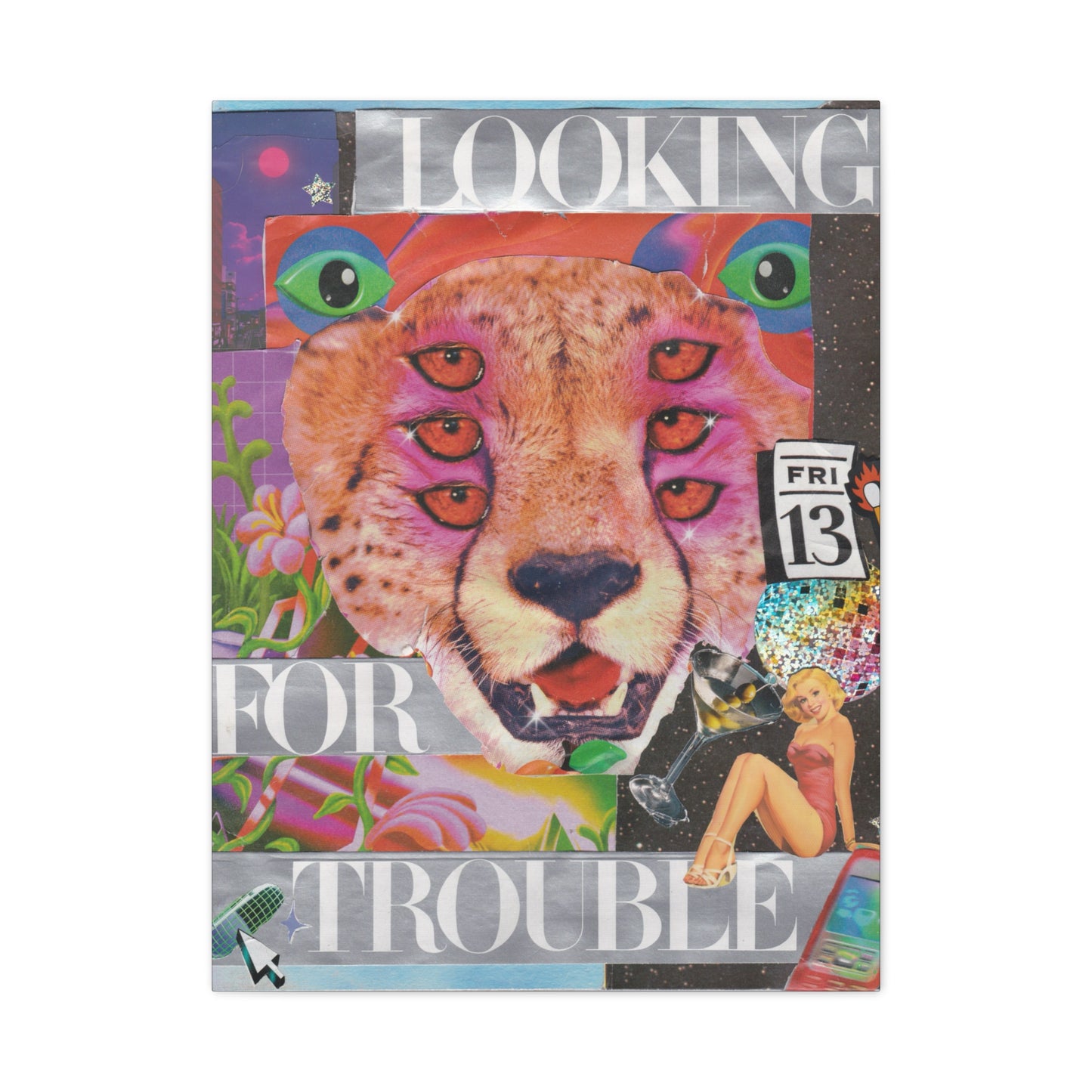 "Looking for Trouble" – Surreal Collage Art Canvas