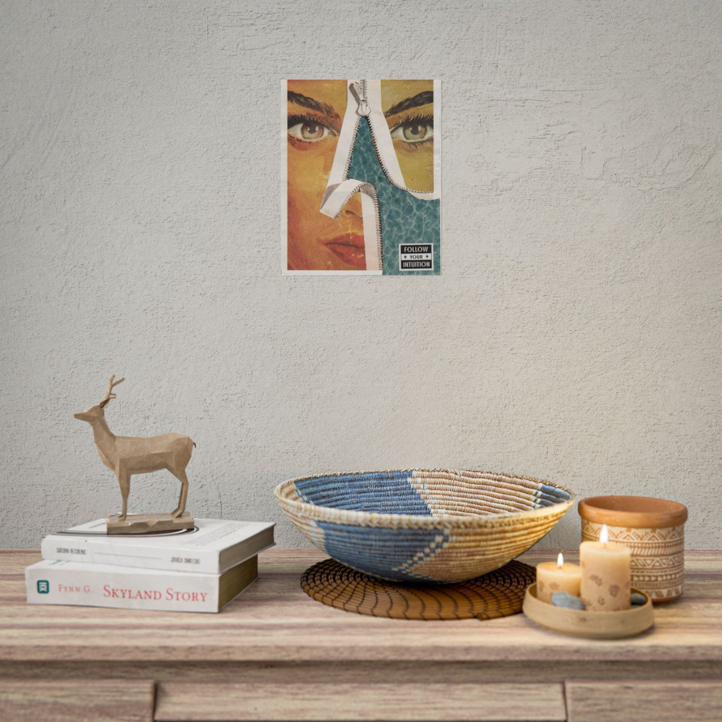 "Follow Your Intuition" Abstract Art Print | Mixed Media Collage