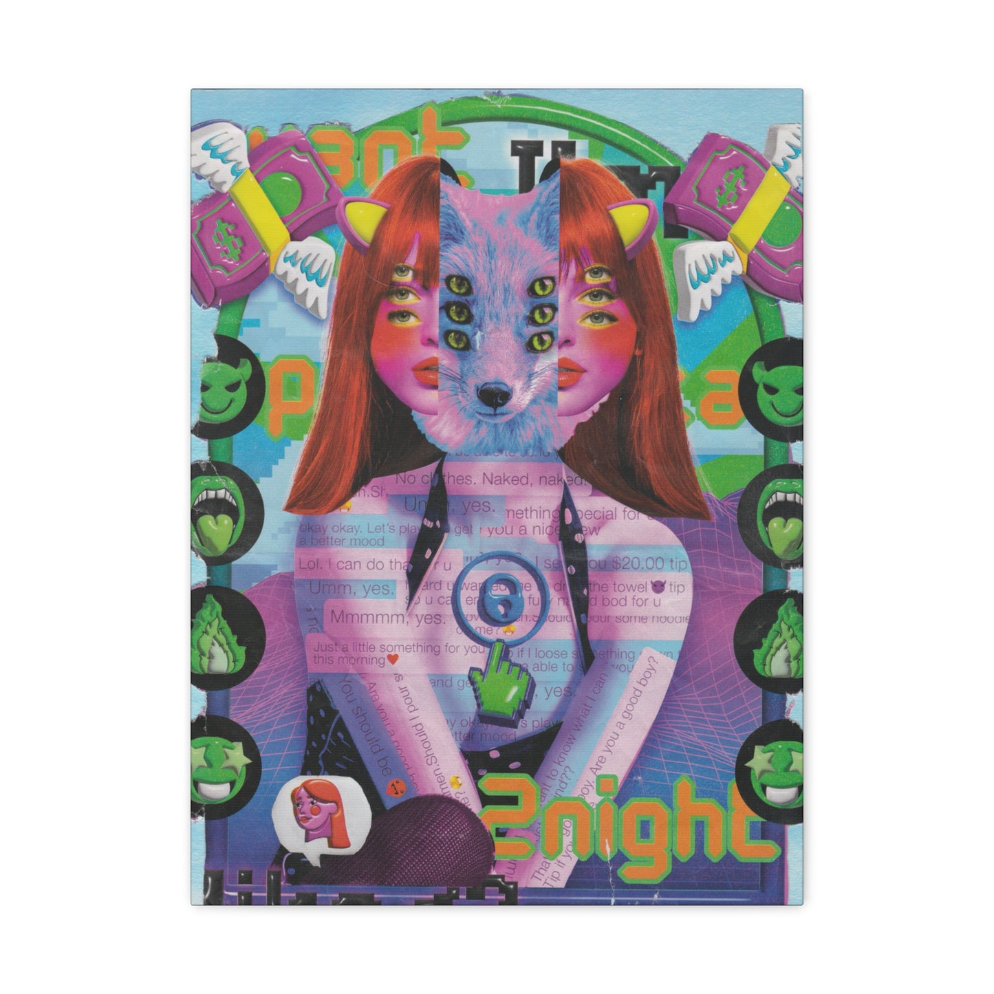 "2night" Surreal Mixed Media Collage - Canvas Art Print