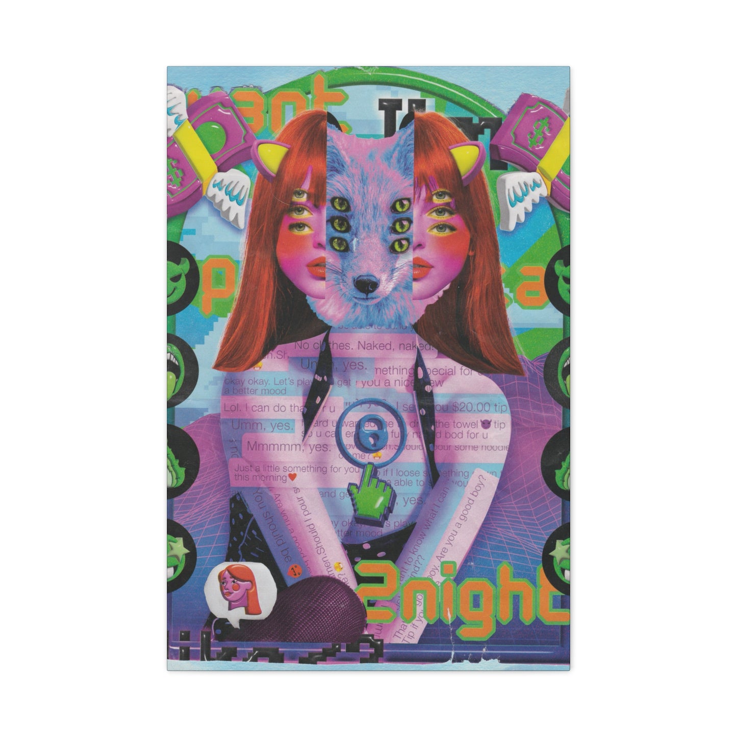 "2night" Surreal Mixed Media Collage - Canvas Art Print