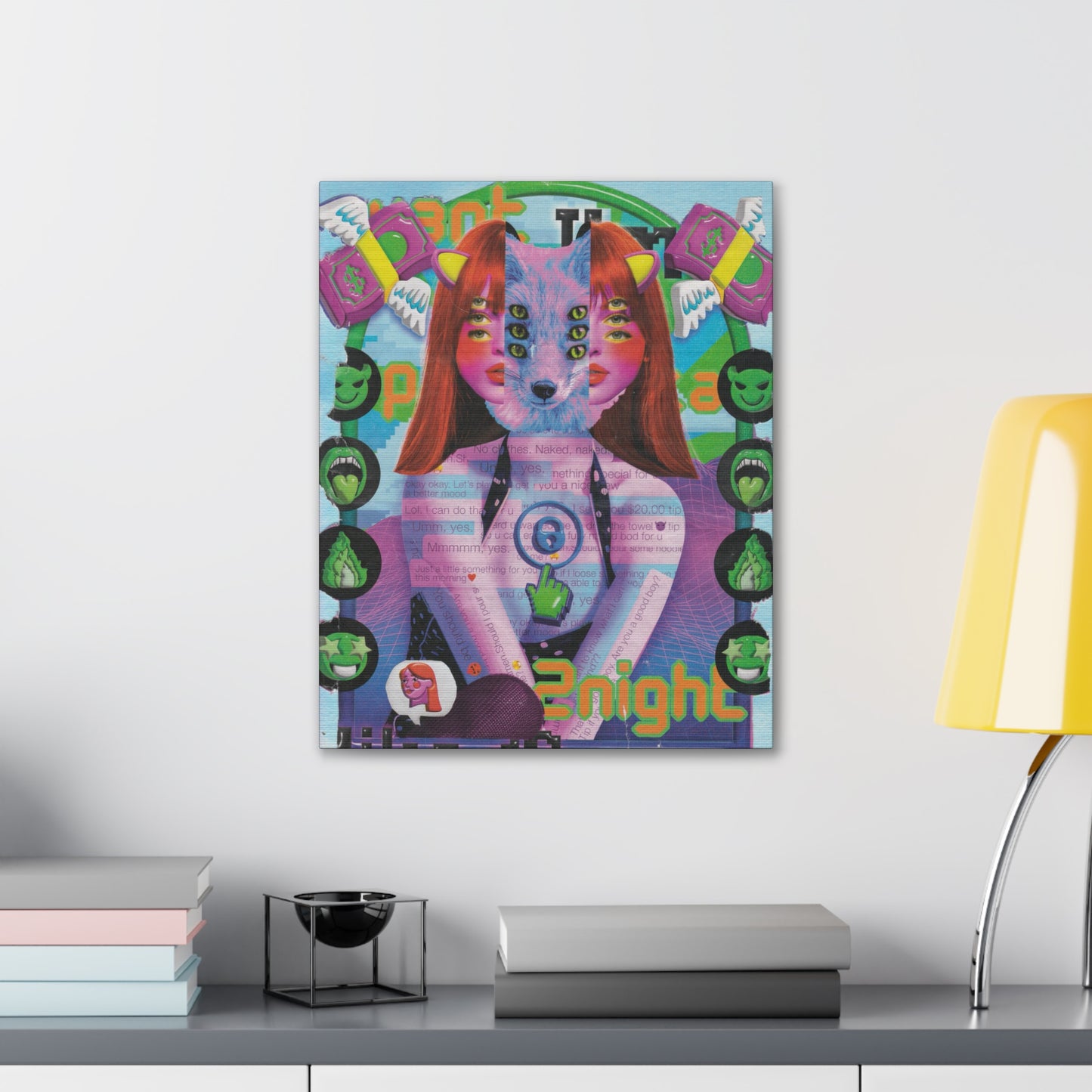 "2night" Surreal Mixed Media Collage - Canvas Art Print