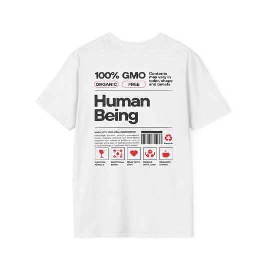 "Human Being" Ingredients Label - Funny Graphic T-Shirt