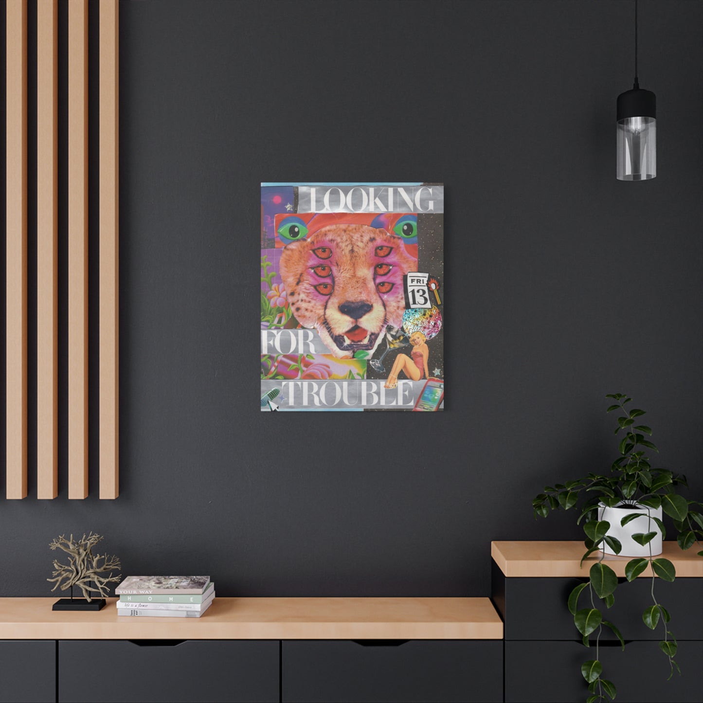 "Looking for Trouble" – Surreal Collage Art Canvas