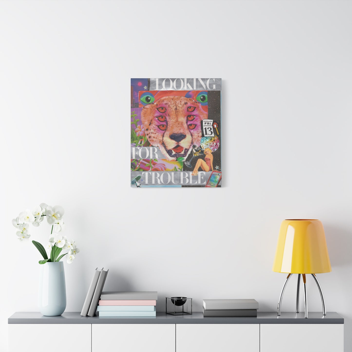 "Looking for Trouble" – Surreal Collage Art Canvas