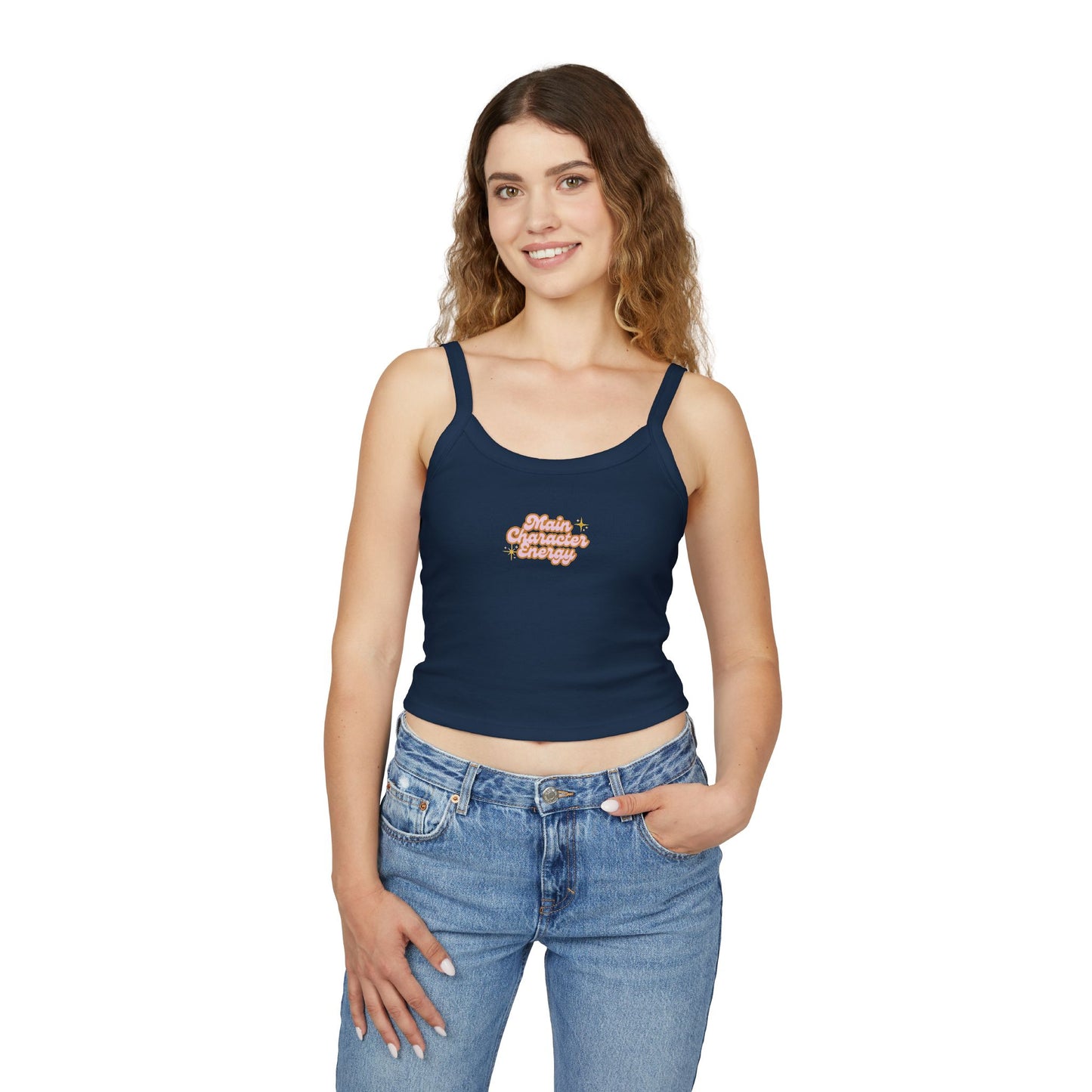 "Main Character Energy" Women's Crop Top - Spaghetti Strap Tank