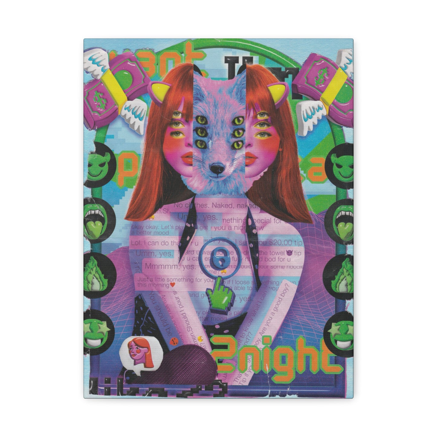 "2night" Surreal Mixed Media Collage - Canvas Art Print