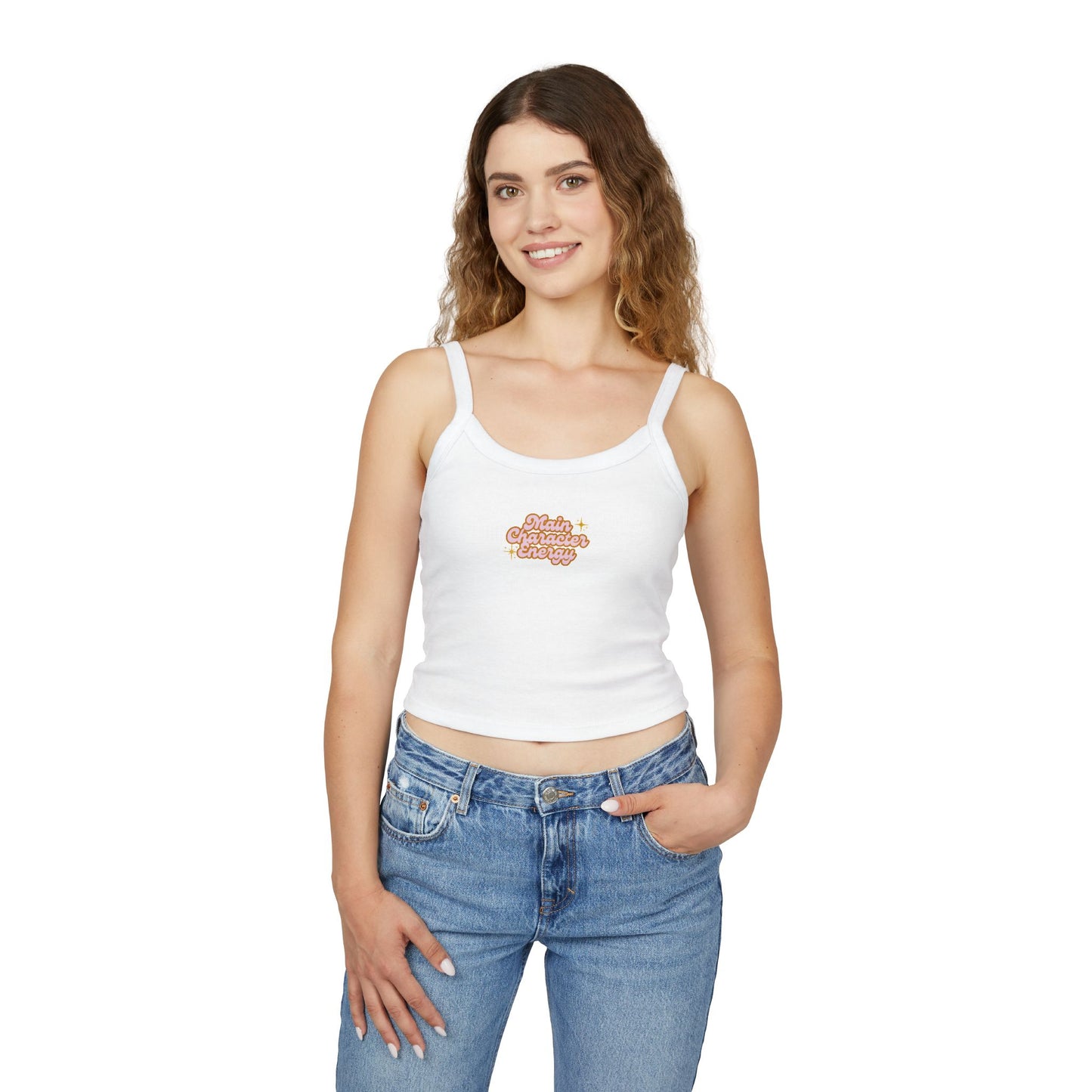 "Main Character Energy" Women's Crop Top - Spaghetti Strap Tank