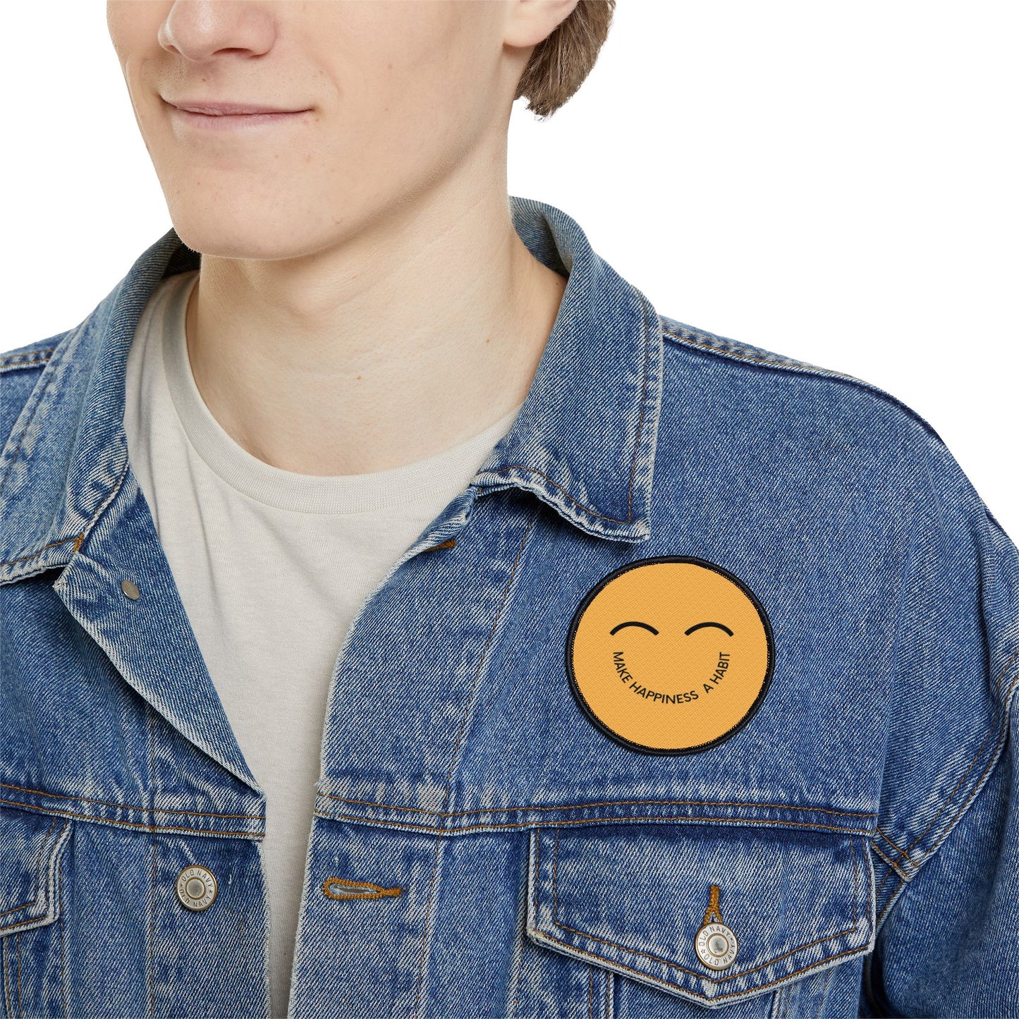 Cute Iron-On Patch - 'Make Happiness A Habit'