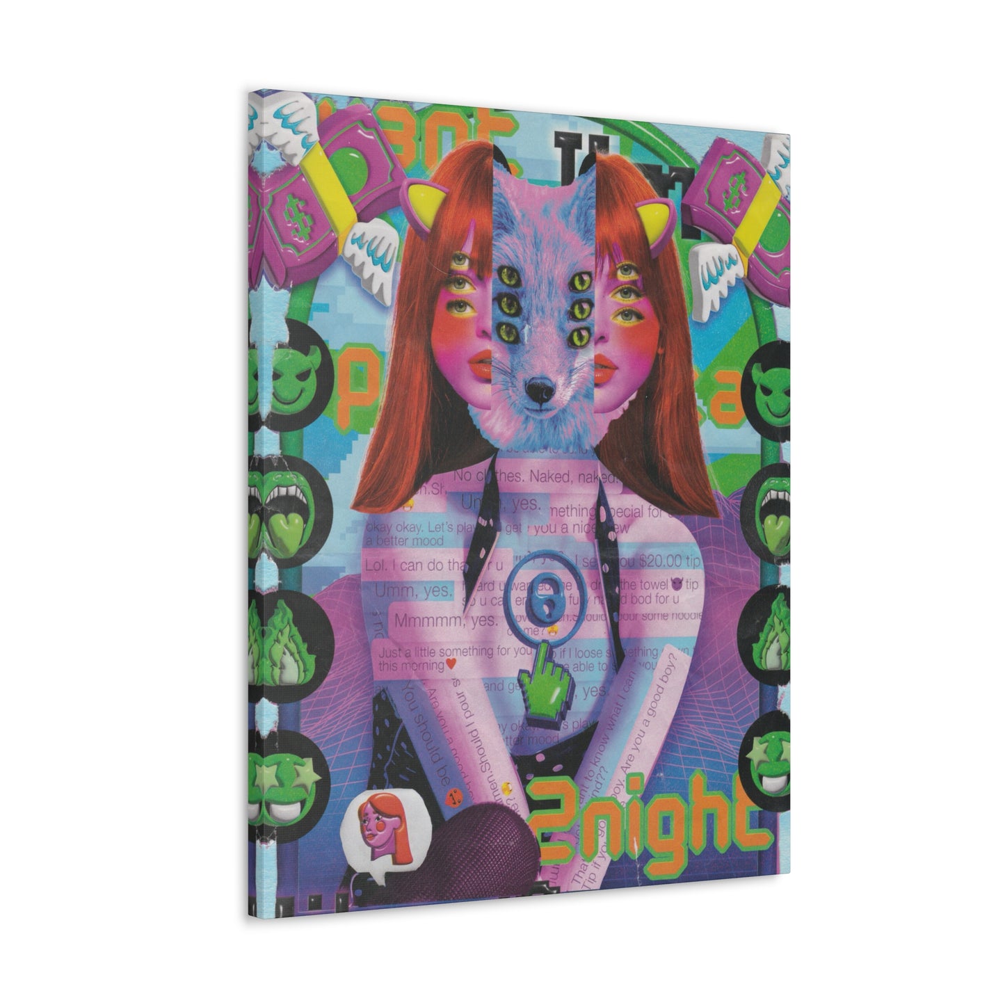 "2night" Surreal Mixed Media Collage - Canvas Art Print