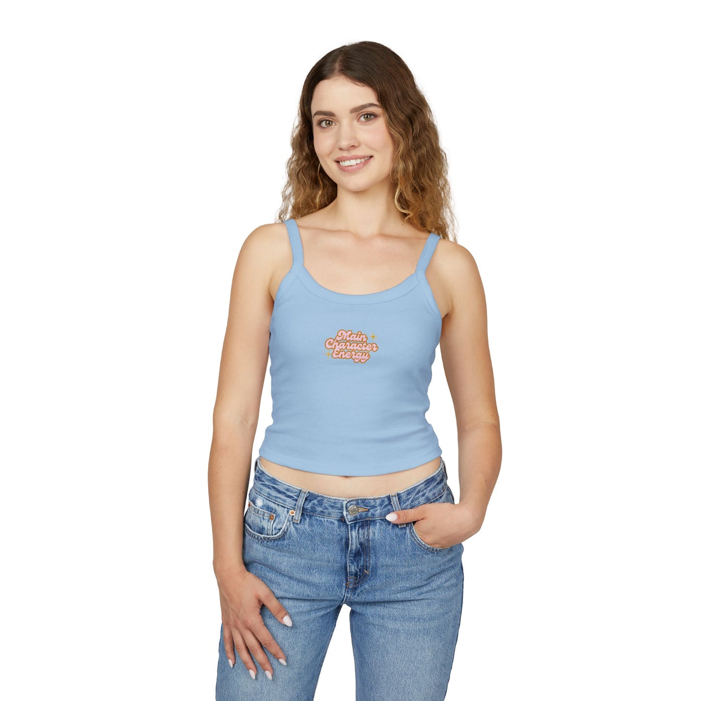 "Main Character Energy" Women's Crop Top - Spaghetti Strap Tank