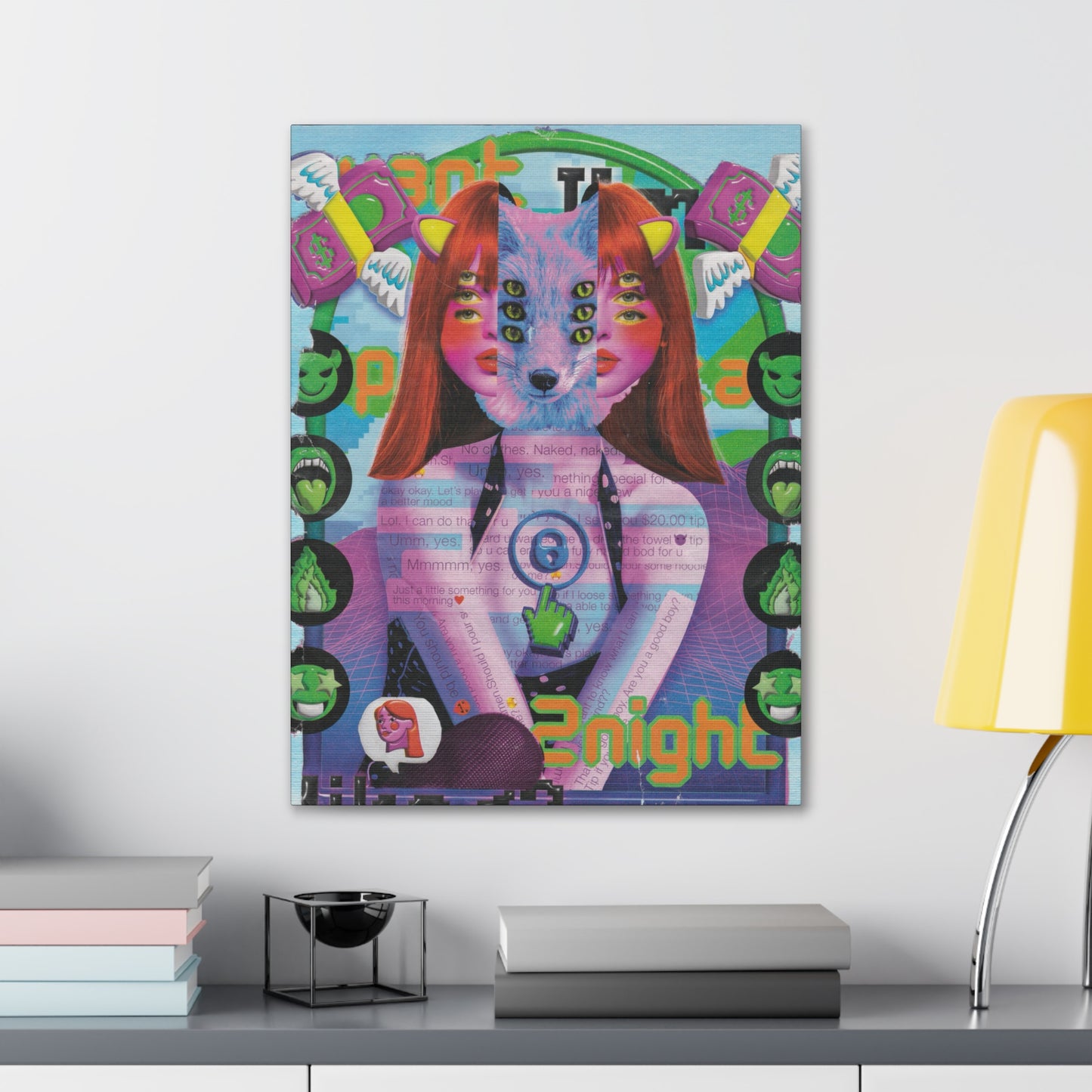 "2night" Surreal Mixed Media Collage - Canvas Art Print